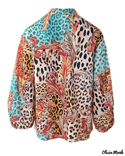 Xieyinshe - Baroque Leopard Print Button Down Long Sleeve Shirt