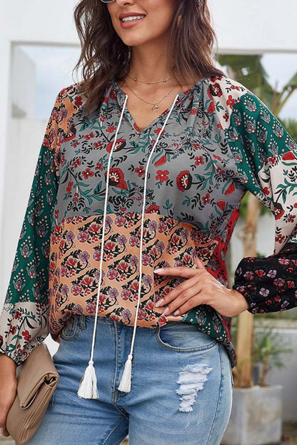 Xieyinshe Xieyinshe Floral Printed Chiffon Tops