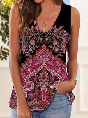 Paisley Sleeveless Shirts & Tops