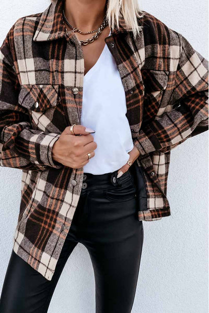 Xieyinshe Xieyinshe Casual Loose Retro Plaid Stitching Shirt Jacket（3 colors）