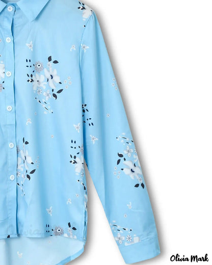 Xieyinshe - Floral Print Long Sleeve Casual Shirt