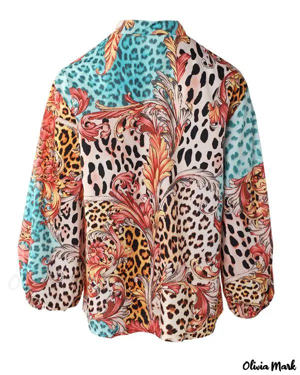 Xieyinshe - Baroque Leopard Print Long Sleeve Button-Up Shirt