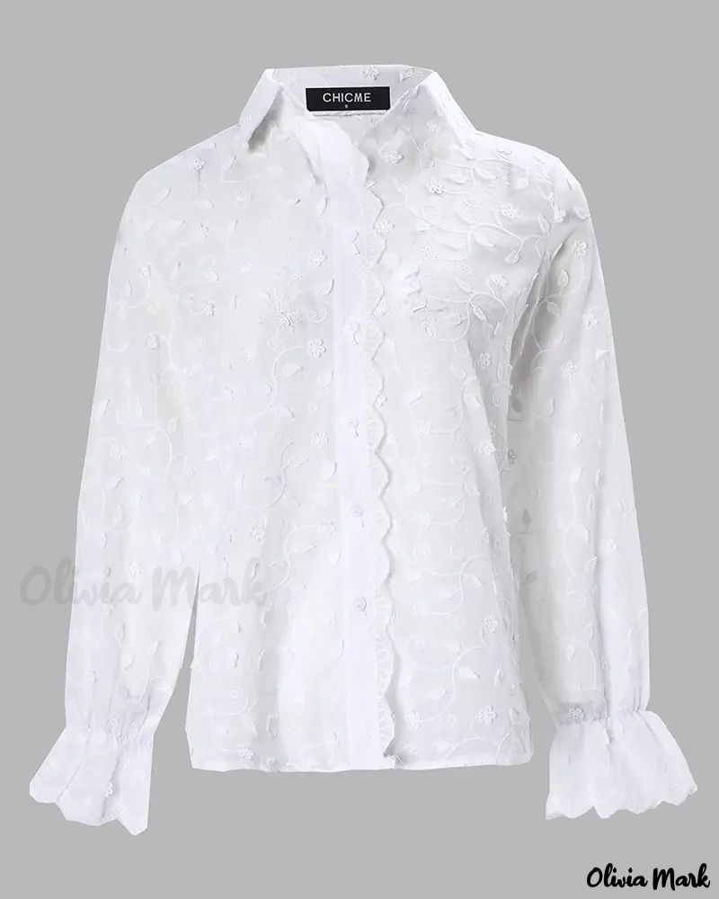 Xieyinshe - Embroidered Long Sleeve Button Down Shirt