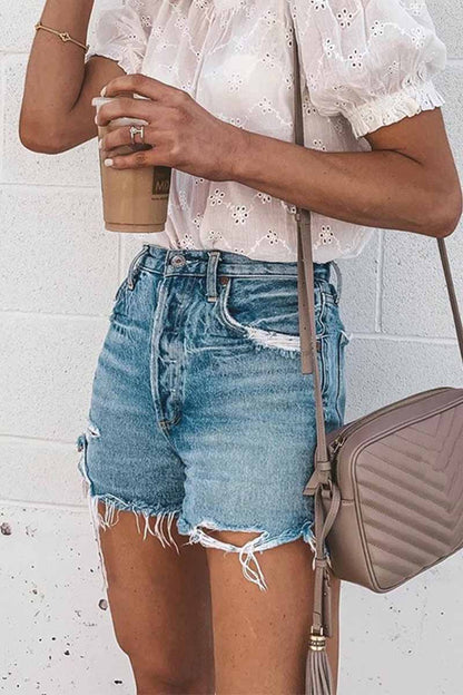 Xieyinshe Xieyinshe Casual Bibbed Jeans Shorts