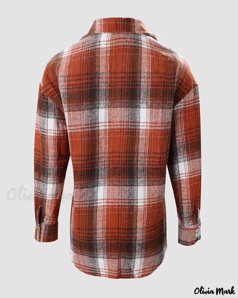 Xieyinshe - Plaid Print Long Sleeve Button-Up Shirt