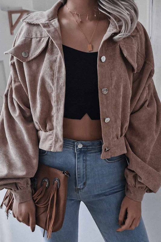 Corduroy Long Sleeve Coat Tops