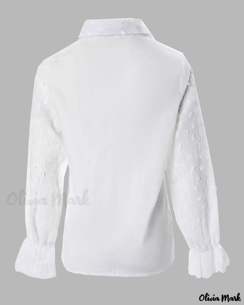 Xieyinshe - Embroidered Long Sleeve Button Down Shirt