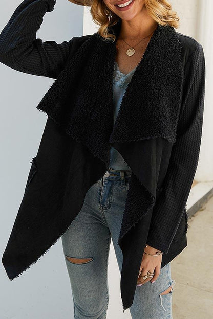 Xieyinshe Xieyinshe Solid Plush Irregular Coat