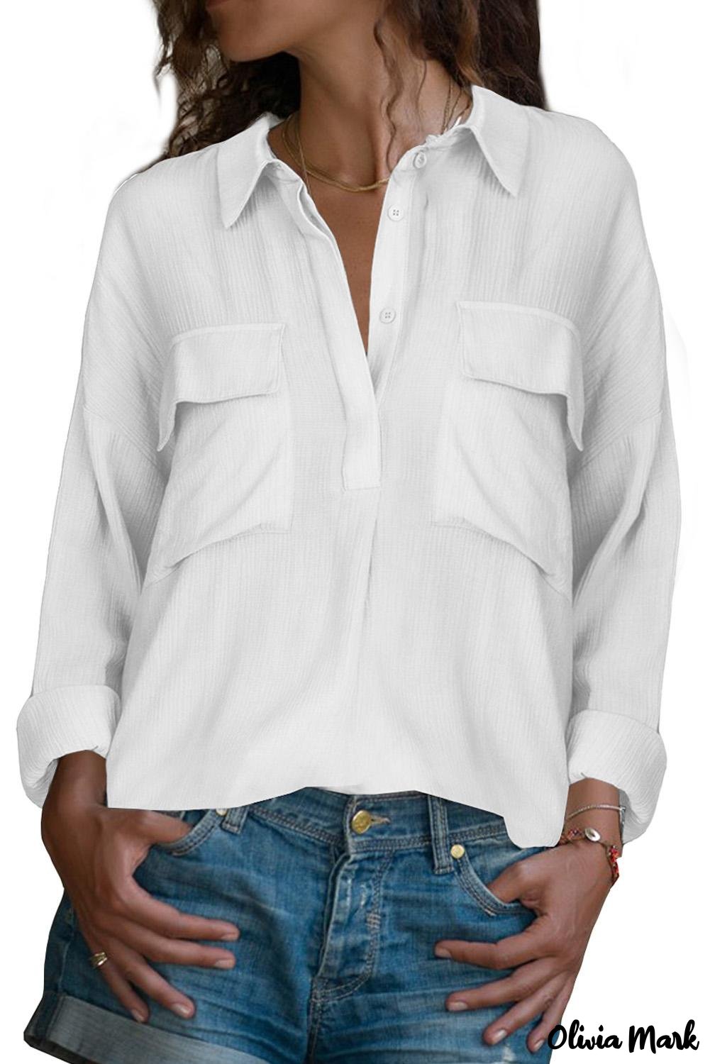 Xieyinshe - Khaki button down long sleeve shirt with pocket