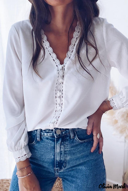 Xieyinshe - Black Crochet Lace Button Down Long Sleeve Shirt