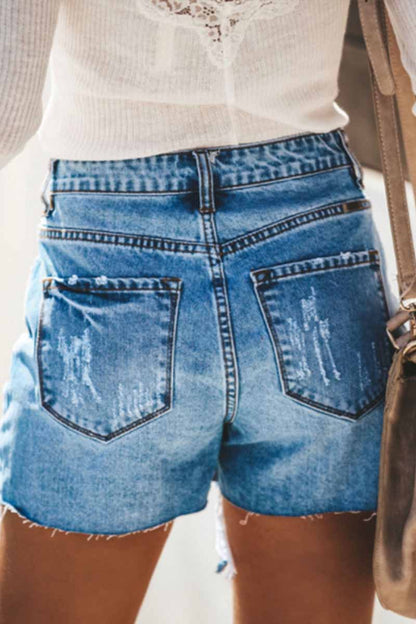 Xieyinshe  Hole button Denim Shorts