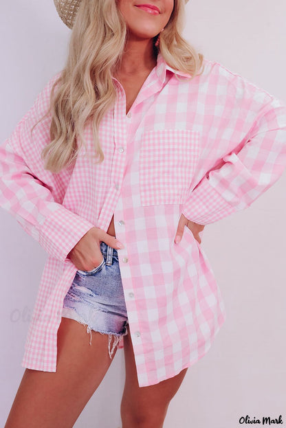 Xieyinshe - Mixed Checked Patchwork Long Sleeve Shirt