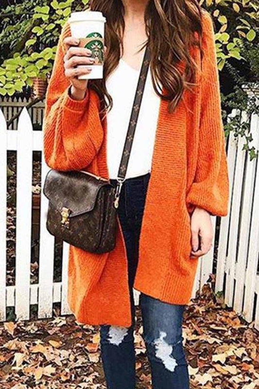 Xieyinshe Xieyinshe Loose Long Orange Cardigan