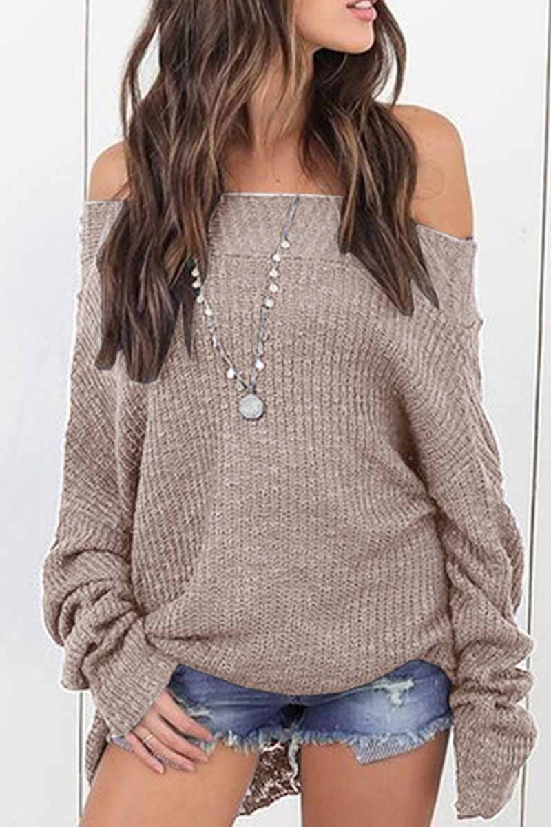 Xieyinshe Xieyinshe Off-Shoulder Loose Style Sweater