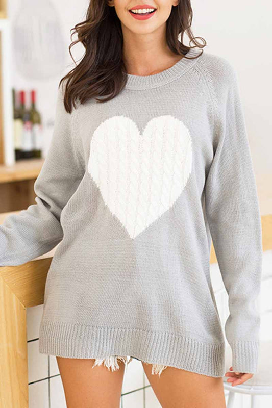 Xieyinshe Xieyinshe Loose Heart Shaped Sweater (3 Colors)