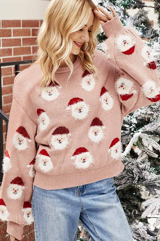 Xieyinshe Xieyinshe Casual Loose Round Neck Santa Sweater