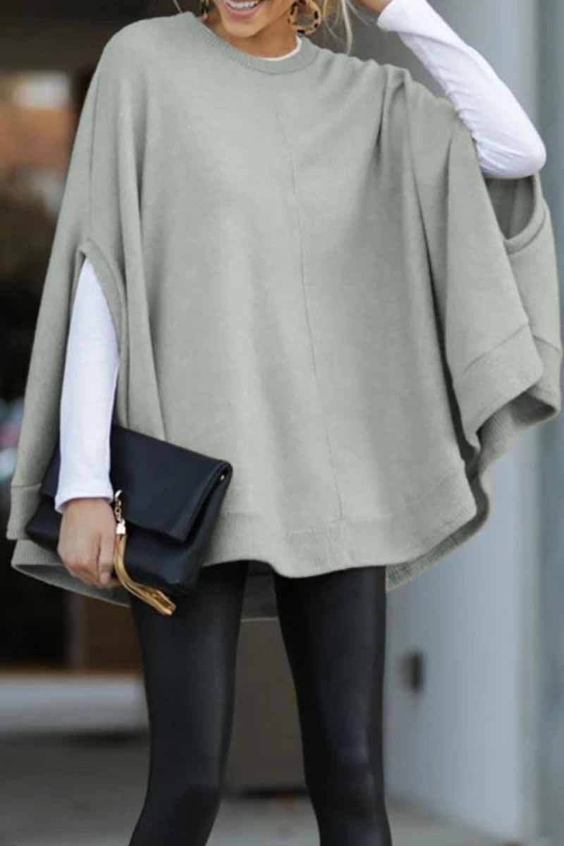 Xieyinshe Xieyinshe Cape Loose Crew Neck Tops