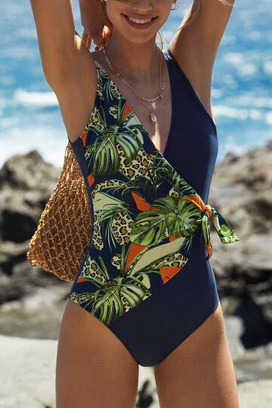Xieyinshe Fashion Leaves Print One-piece Swimsuit