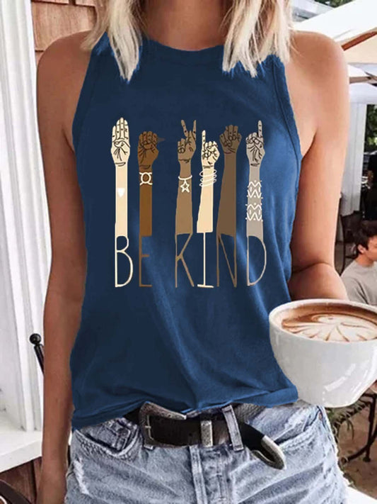 Sleeveless Casual Crew Neck Cotton-Blend Vests