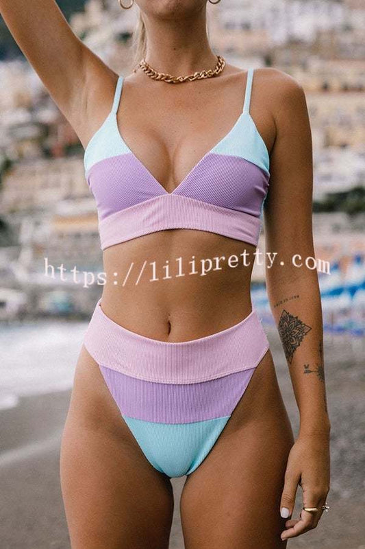 Xieyinshe Cool In Colorblock Ribbed Bikini Swimsuit