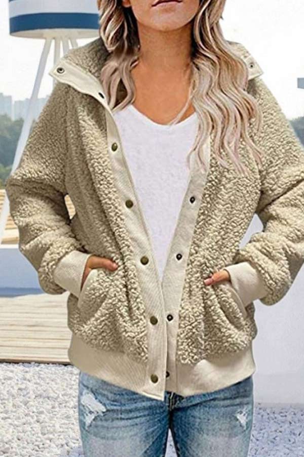 Casual Loose Fleece Button Winter Jacket