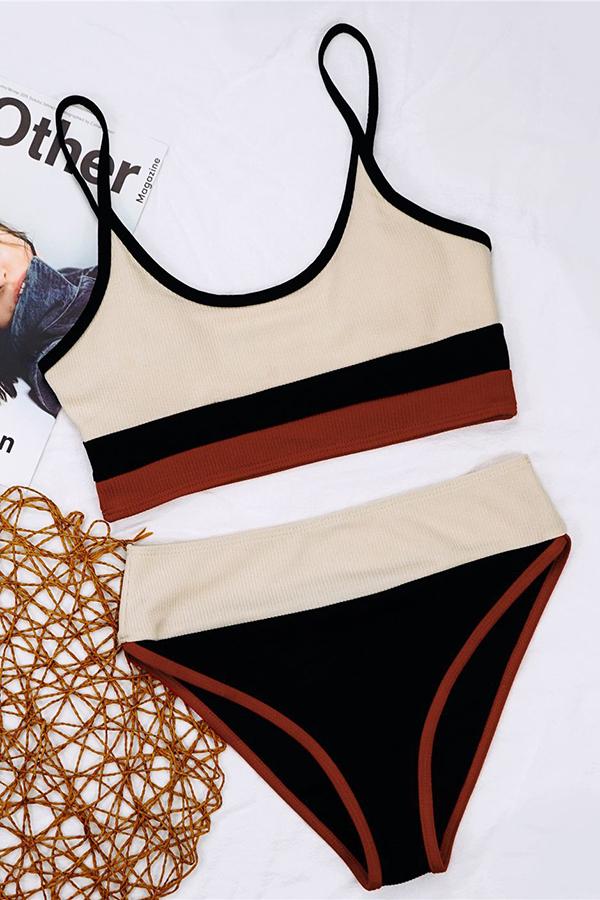 Xieyinshe Sporty Color Block High Waist Bikini