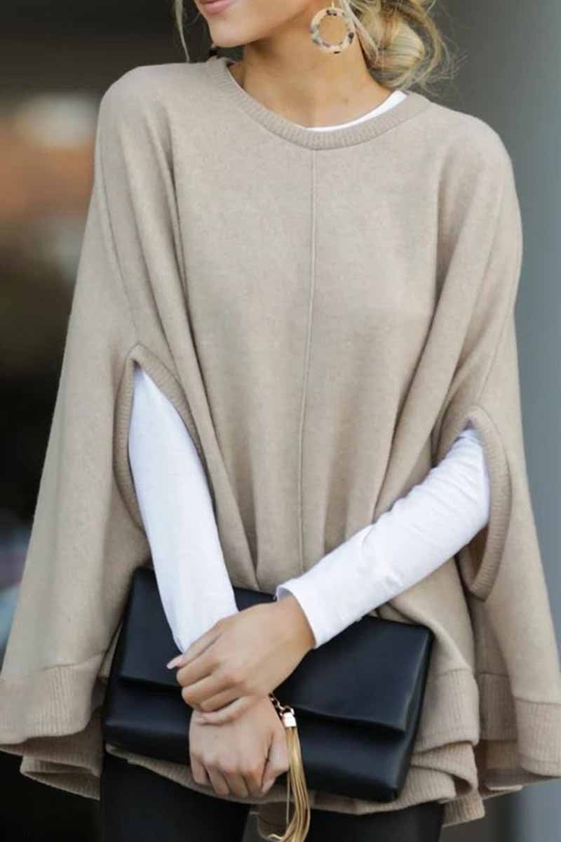 Xieyinshe Xieyinshe Cape Loose Crew Neck Tops