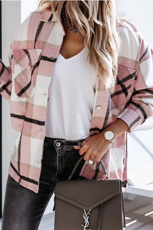 Xieyinshe Xieyinshe Long Sleeve Loose Plaid Jacket